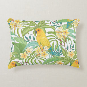 Seamless pattern with flowers Plumeria,leaves and Decorative Cushion