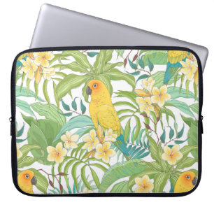 Seamless pattern with flowers Plumeria,leaves and Laptop Sleeve