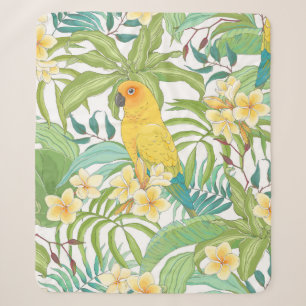 Seamless pattern with flowers Plumeria,leaves and  Sherpa Blanket