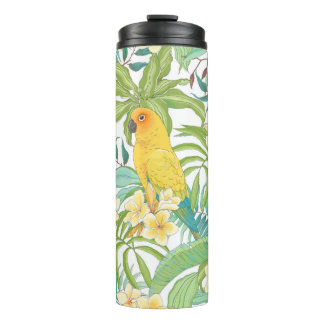 Seamless pattern with flowers Plumeria,leaves and Thermal Tumbler