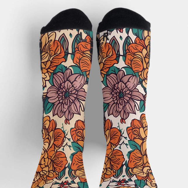seamless pattern with flowers socks (Top)