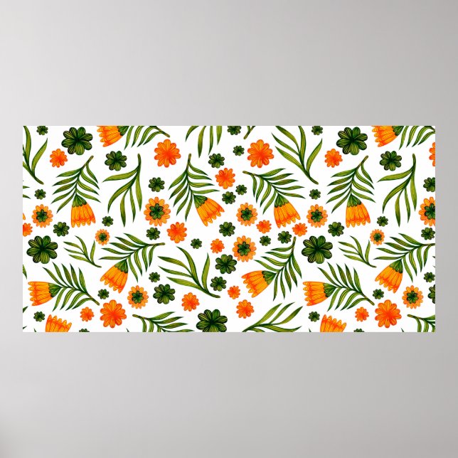 Seamless pattern with folk art flowers poster (Front)