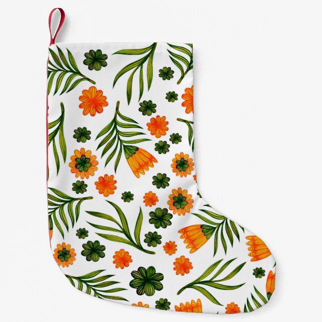 Seamless pattern with folk art flowers small christmas stocking (Front)