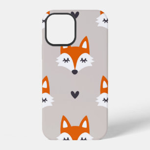 Seamless pattern with fox faces. Hand drawn repeat iPhone 12 Case