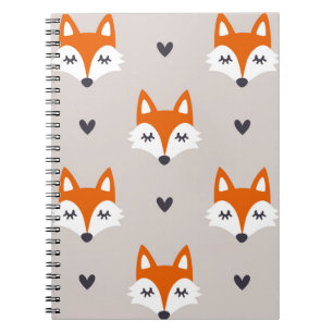 Seamless pattern with fox faces. Hand drawn repeat Notebook