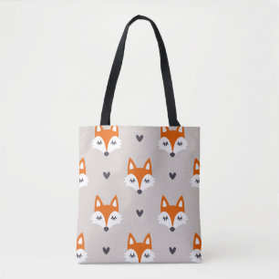 Seamless pattern with fox faces. Hand drawn repeat Tote Bag