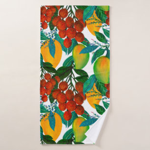 Seamless pattern with fresh bright exotic mango ra bath towel