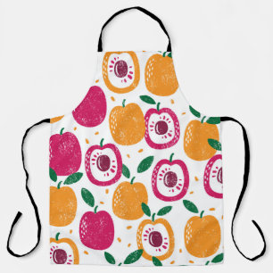 Seamless pattern with fruits. Stamp textured. Apron