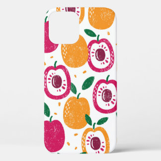 Seamless pattern with fruits. Stamp textured. iPhone 12 Case