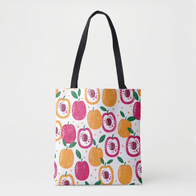 Seamless pattern with fruits. Stamp textured. Tote Bag (Front)