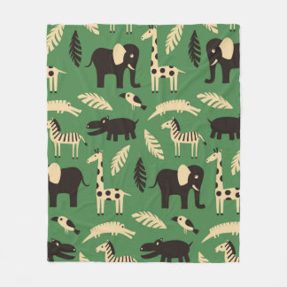 Seamless pattern with funny African animals and pl Fleece Blanket