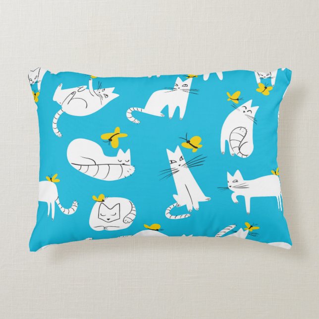 Seamless pattern with funny cats playing with butt decorative cushion (Front)