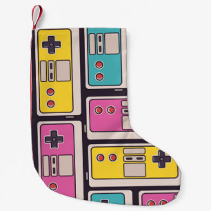 Seamless pattern with game joysticks. Colourful il Small Christmas Stocking