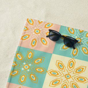 Seamless pattern with geometric floral motifs beach towel