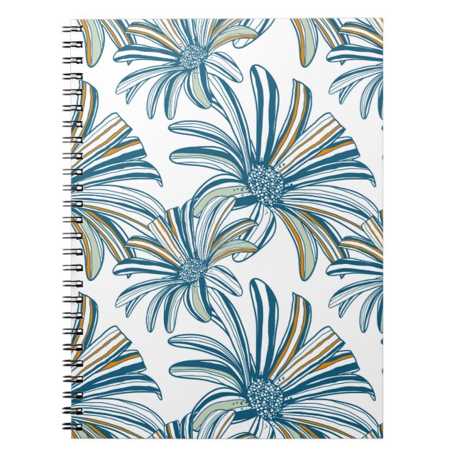Seamless pattern with gerbera flowers. Vintage bac Notebook (Front)