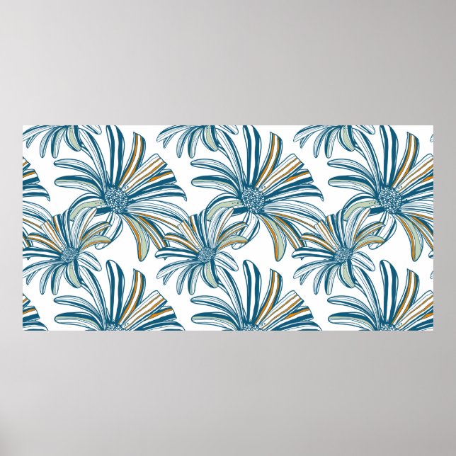 Seamless pattern with gerbera flowers. Vintage bac Poster (Front)