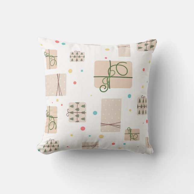 Seamless pattern with gift boxes. Gifts Packed in  Cushion (Front)