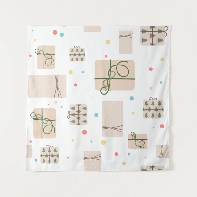 Seamless pattern with gift boxes. Gifts Packed in  Tapestry (Front)