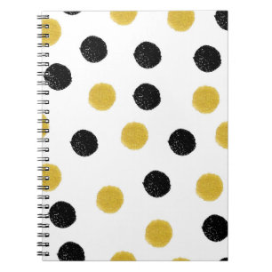 Seamless pattern with gold and black chaotic dots notebook