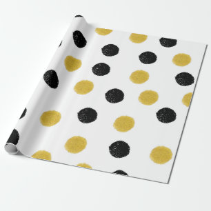 Seamless pattern with gold and black chaotic dots wrapping paper