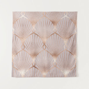 Seamless pattern with gold leaf shapes tapestry