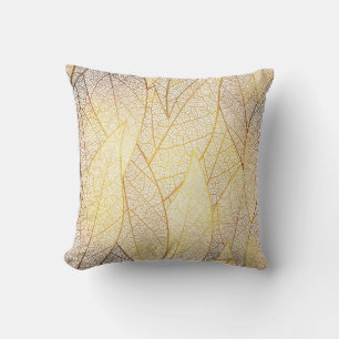 Seamless pattern with gold leaves cushion