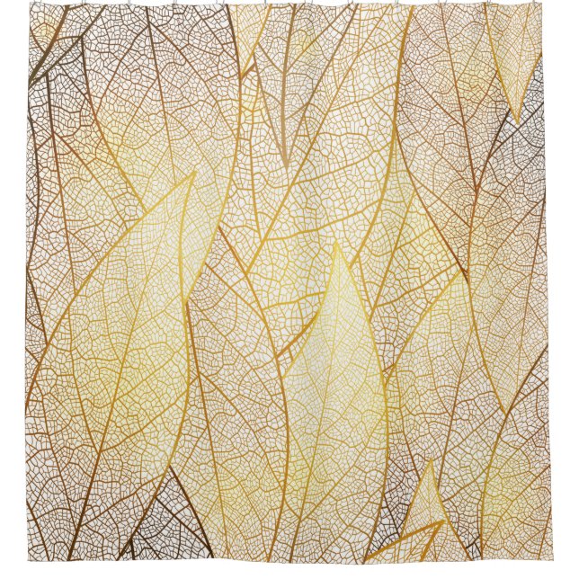 Seamless pattern with gold leaves shower curtain (Front)