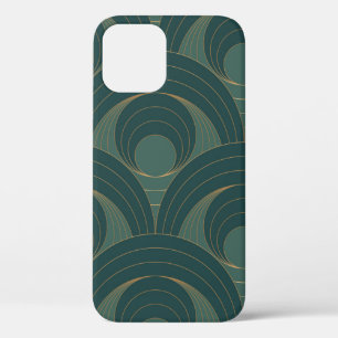 Seamless pattern with golden and green circles on  iPhone 12 case