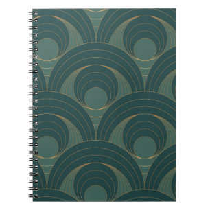 Seamless pattern with golden and green circles on notebook