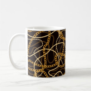 Seamless pattern with golden chains.  coffee mug