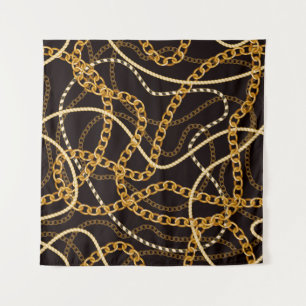 Seamless pattern with golden chains. tapestry