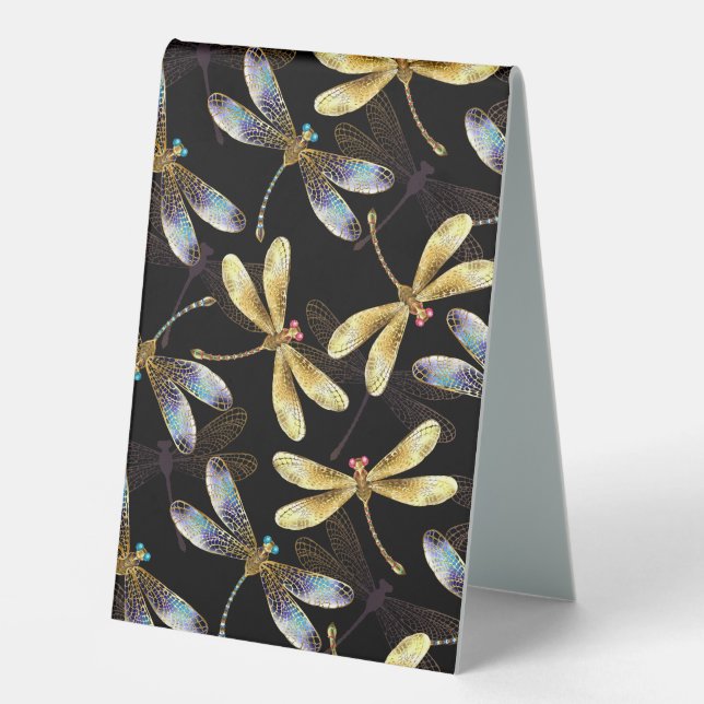 Seamless Pattern with Golden Dragonflies (Front)