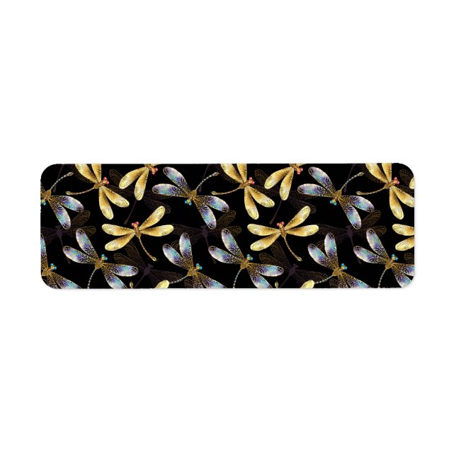 Seamless Pattern with Golden Dragonflies (Front)