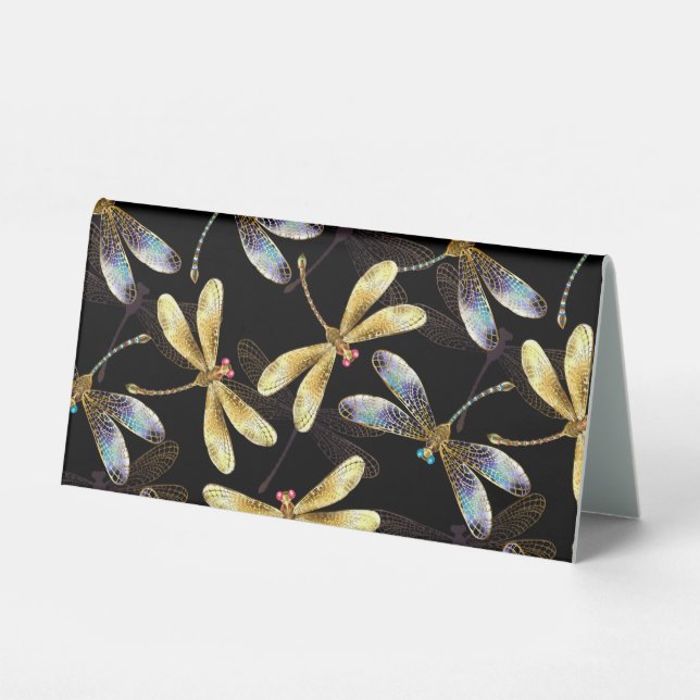 Seamless Pattern with Golden Dragonflies (Front)