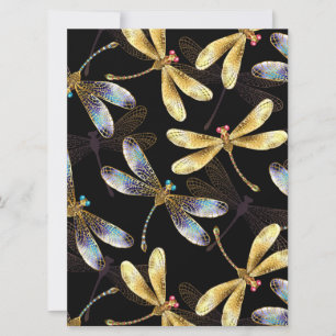 Seamless Pattern with Golden Dragonflies Card