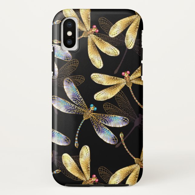 Seamless Pattern with Golden Dragonflies Case-Mate iPhone Case (Back)