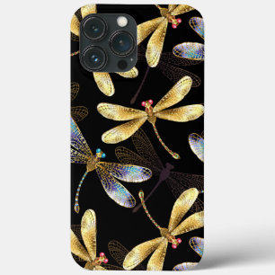 Seamless Pattern with Golden Dragonflies iPhone 13 Pro Max Case