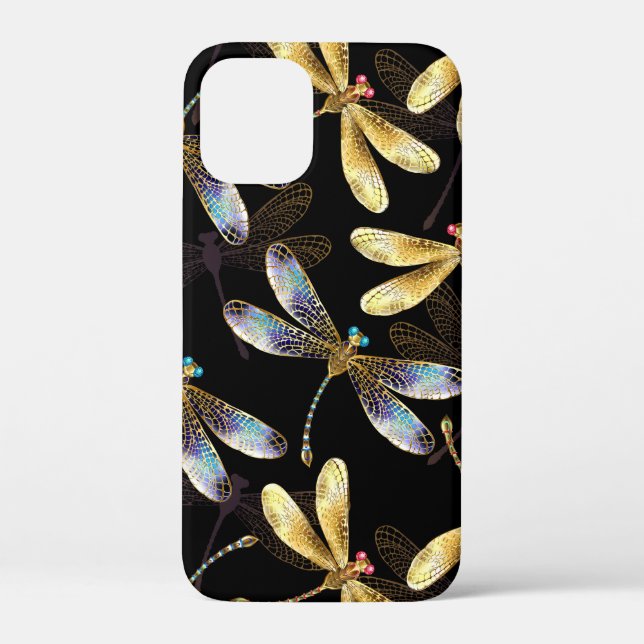 Seamless Pattern with Golden Dragonflies Case-Mate iPhone Case (Back)