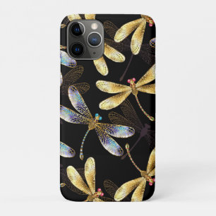 Seamless Pattern with Golden Dragonflies iPhone 11 Pro Case