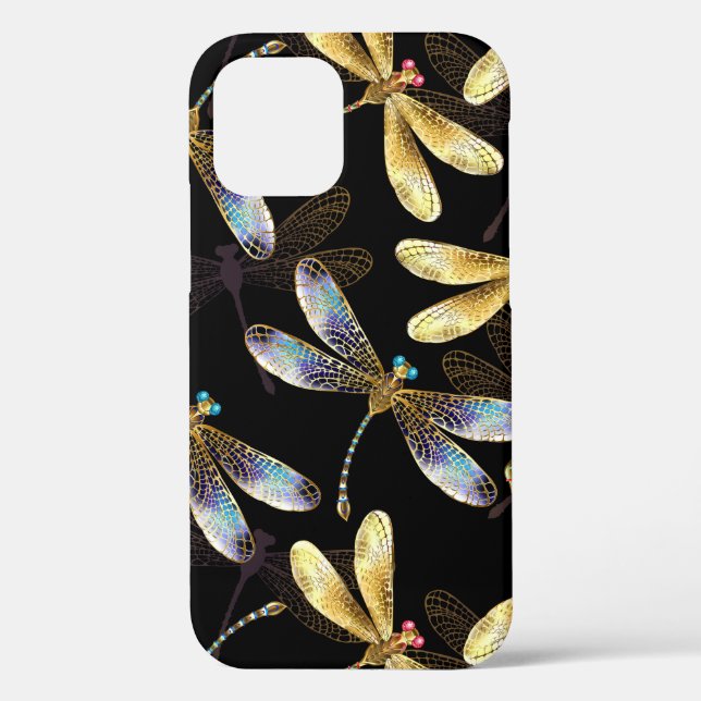Seamless Pattern with Golden Dragonflies Case-Mate iPhone Case (Back)