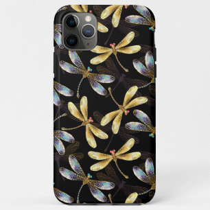 Seamless Pattern with Golden Dragonflies iPhone 11 Pro Max Case