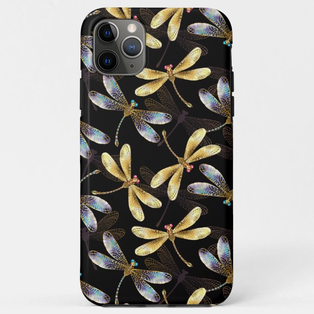 Seamless Pattern with Golden Dragonflies Case-Mate iPhone Case (Back)