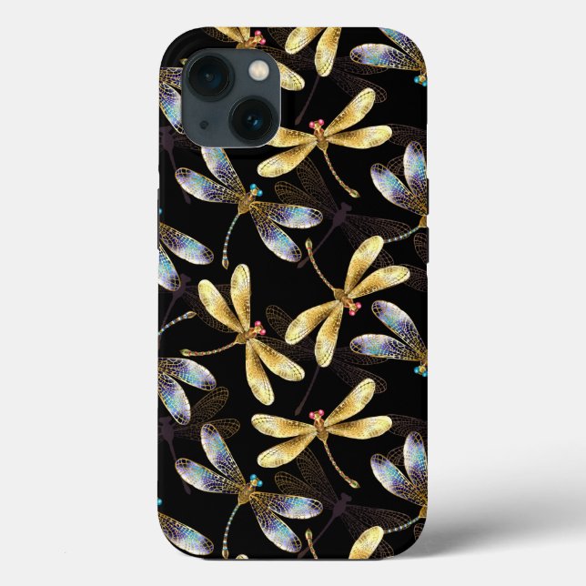 Seamless Pattern with Golden Dragonflies Case-Mate iPhone Case (Back)