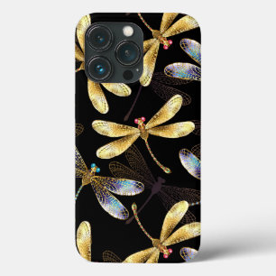 Seamless Pattern with Golden Dragonflies iPhone 13 Pro Case