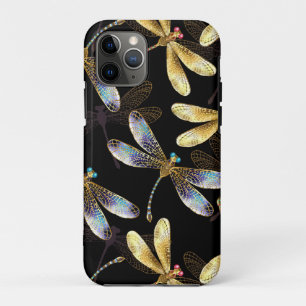 Seamless Pattern with Golden Dragonflies iPhone 11 Pro Case