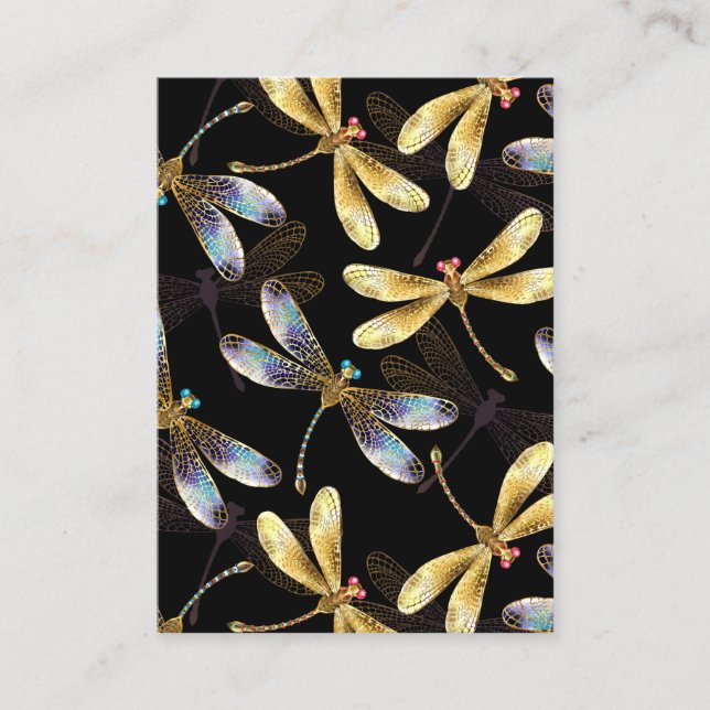 Seamless Pattern with Golden Dragonflies Discount Card (Front)