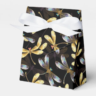 Seamless Pattern with Golden Dragonflies Favour Box