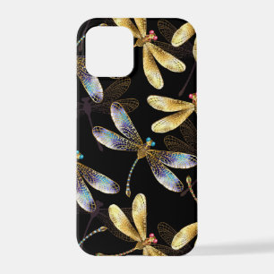 Seamless Pattern with Golden Dragonflies iPhone 12 Pro Case