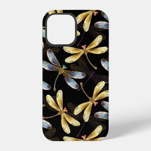 Seamless Pattern with Golden Dragonflies iPhone 12 Case