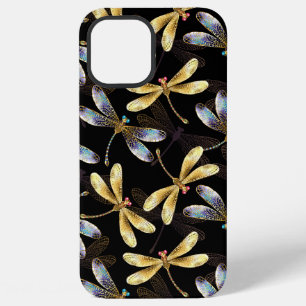 Seamless Pattern with Golden Dragonflies iPhone 12 Pro Max Case
